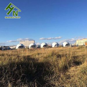 Buy cheap Cold Winter Half Sphere Geodesic Dome Tent With Stove High Snow Load Steel Frame from wholesalers