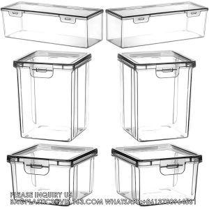 Plastic Storage Box Clear Stackable Storage Containers With Hinged Lids Small