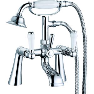 Buy cheap Modern Chrome Finish Bath Mixer Taps Double Handle T8351 from wholesalers