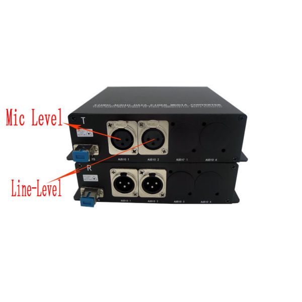 Quality 1 channel Micphone audio with 1 channels Banlanced line-level audio over fiber converter for sale