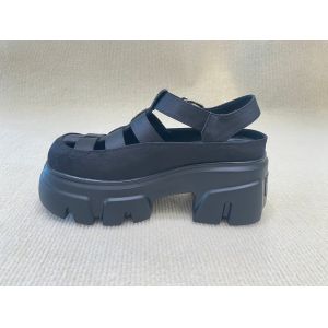 Buy cheap Genuine Leather Womens Black Platform Sandals Heightening from wholesalers