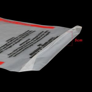 40 Micron LDPE Plastic Self Adhesive Bags With Suffocation Warning