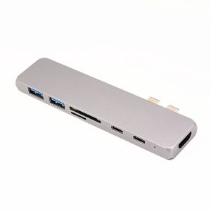 Buy cheap 7 in 1 Dual Type-C Docking Station Thunderbolt 3 Hub for 2016/2017/2018 MacBook Pro with 100W Power Delivery from wholesalers