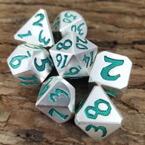 Buy cheap Edge Rpg Dice Rpg Dice Odorless Polyhedral Dice Lightweight Sharp Green Silver Metal from wholesalers