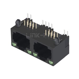 LPJE201BWNL Tab UP Green/Green LED 1X2 Port RJ45 Modular Jack without Integrated