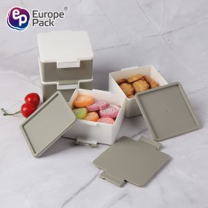 Portable and stackable plastic food containers