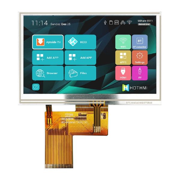 Quality 4.3" resistive touch display/480x272 IPS TFT LCD/TTL RGB interface/40-pin FPC connection/SC7283 controller/STM32/RK motherboard series display for sale