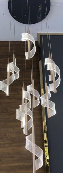 Modern Staircase Giant Spiral Chandeliers Hotel Rotating Chandelier Duplex Loft