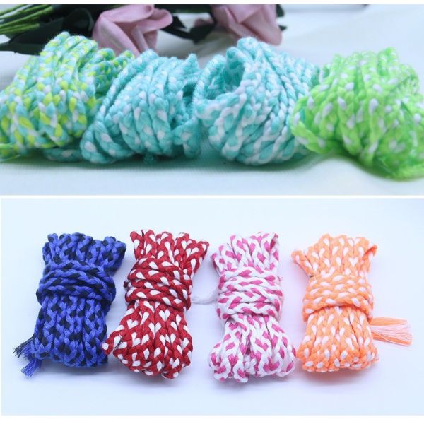 Garment 3 Strand Macrame Cord Orange White 5mm 3 Strand Cotton Rope