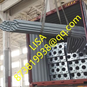 Buy cheap 235Mpa HDG Galvanized Round Tapered 9M Steel Lighting Poles with Single Arm and Base Plate from wholesalers