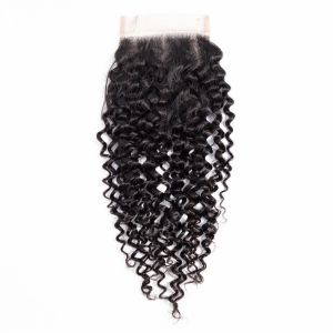 Buy cheap Three Part 8 - 24 Inches Peruvian Body Wave Hair 1B Natural Curly Closure from wholesalers