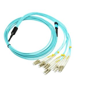 Buy cheap MPO To LC OM3 OM4 1M LSZH Fiber Optical Patch Cord Duplex 12F 24F from wholesalers