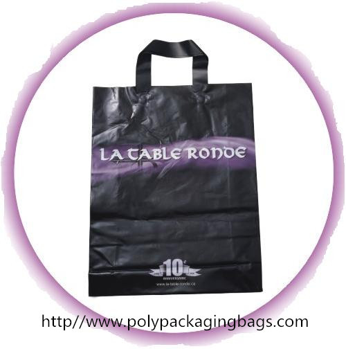Quality Black Soft Flexible Loop Handle Plastic Bags With Custom Printing for sale
