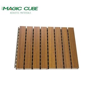 Easy Install Decorative oak veneer finish acoustic grooved wood panel for Office