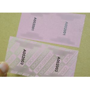 PET Film Material Printable Tamper Proof Labels Reveal Hidden Message