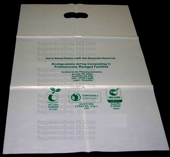 Quality Compostable biodegradable poly plastic black gold die cut handle shopping packaging bag with custom logo PLA PBAT PACK for sale