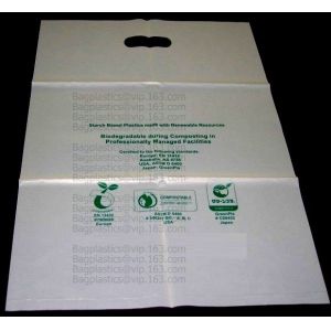 Buy cheap Compostable biodegradable poly plastic black gold die cut handle shopping packaging bag with custom logo PLA PBAT PACK from wholesalers