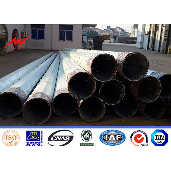 Customized Polygonal 9m Steel Power Transmission Line Poles With Bitumen