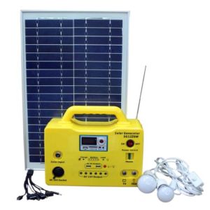 Buy cheap 20W portable solar power system with LED lighting, USB charging , integrated radio/MP3 functions yellow color from wholesalers