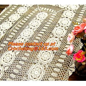 Rectangular coffee table linen table cloth table, Corcheted Lace Table linen,