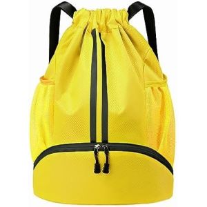 HOEDIA SPORTS DRAWSTRING BACKPACK - STRING SWIM GYM BAG WITH SHOES COMPARTMENT