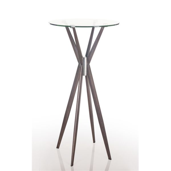 Quality Metal Wood Frame 60x110cm Tall Glass Bar Table for sale