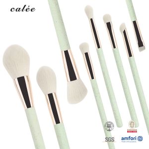 Buy cheap 8pcs Plastic Handle Travel Makeup Brush Set Synthetic Hair And Aluminium Ferrule With PVC Package Box from wholesalers