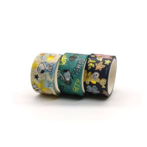 Gift Box Package Custom Decorative Gold Foil Washi Paper Tape for christmas