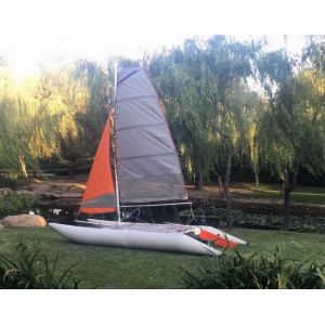 Buy cheap Two Sails Custom Pontoon Boats For Enjoy , 450 Cm Portable Catamaran Sailboat from wholesalers