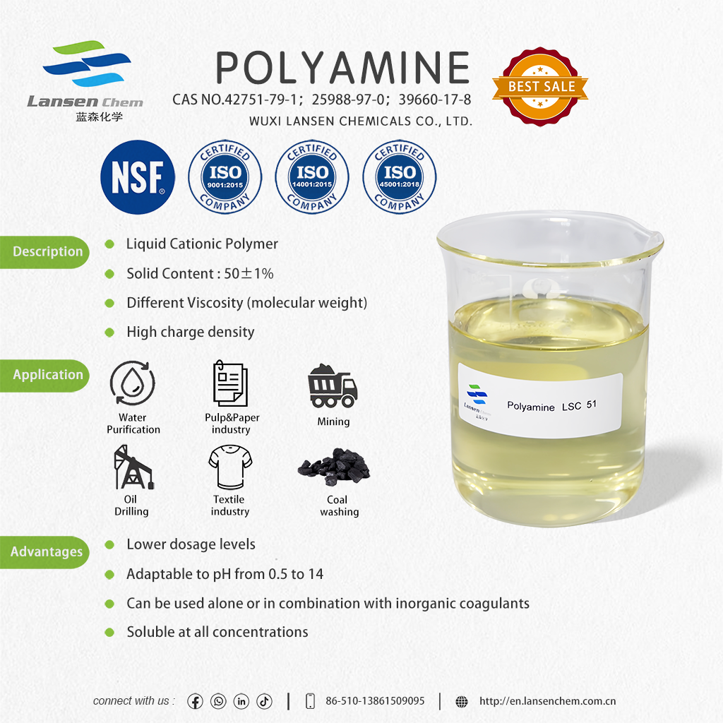 Buy cheap Polyamine Flocculant with 50% Solid Content for High Molecular Weight Water Clarification in Oil Field Wastewater Treatment from wholesalers