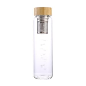 Buy cheap 500ml Natural Bamboo Lid Glass Tea Bottles Infuser With Capacity Marker from wholesalers