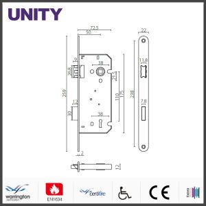 Fire Test Mortice Door Lock Anti-thrust Nightlatch CE Marking Satin Stainless