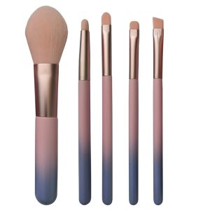 Buy cheap 5PCS Pink Mini Travel Makeup Brush Set Synthetic Bristle Portable Wooden Handle from wholesalers
