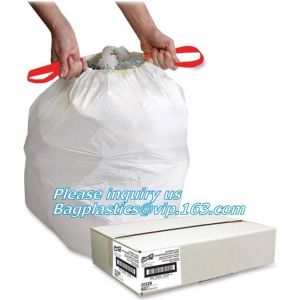 China drawstring trash bags on roll disposable bag in compostable, biodegradable compostable drawstring non plastic trash bag on sale