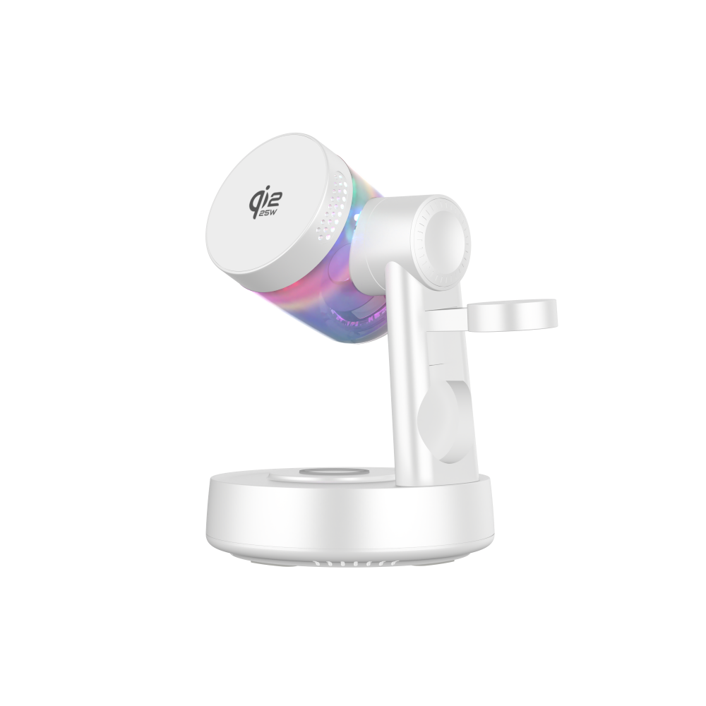 Buy cheap Qi2.2 All in one Wireless charger Cell Phone Stand with Bluetooth Speaker, Colorful LED Lights from wholesalers