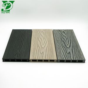 3D Embossed WPC Hollow Decking Outdoor Flooring
