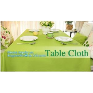 China Disposable tnt pp spunbond non woven table cloth, modern luxury restaurant dining used non woven long teal pvc plastic t on sale