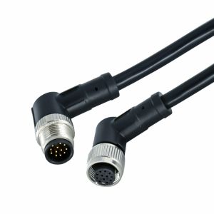 Buy cheap CuZn M12 Waterproof Electrical Wire Connector Angled 3 Pin Male To Female Right Angle TPU from wholesalers