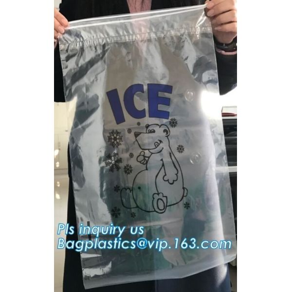 Quality China Suppliers LDPE Very Strong Plastic Ice Bag With Drawstring, leakproof ice cooler bag, heavy duty plastic ice bag w for sale