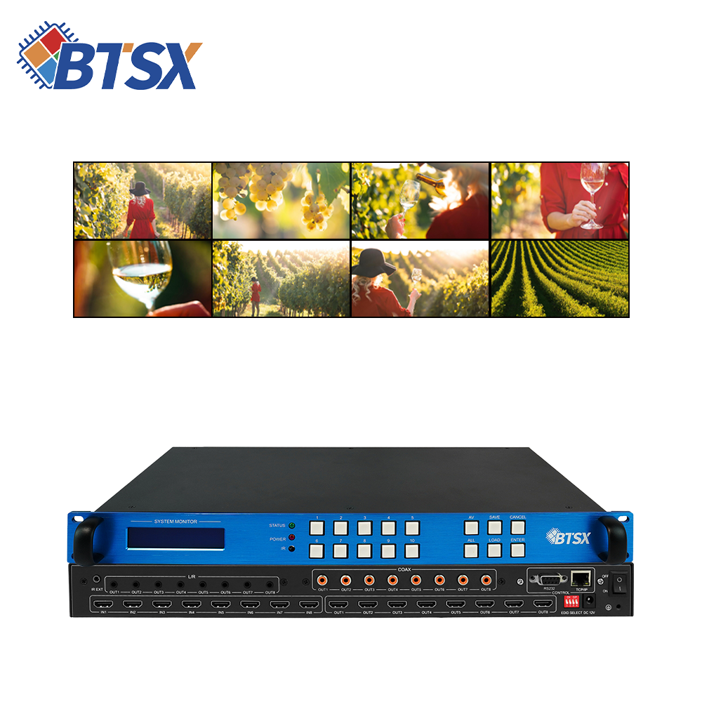 Bitvisus 8x8 4K 60Hz HDMI Matrix Switcher Splitter HDCP2.2/1.4 Smart EDID IR