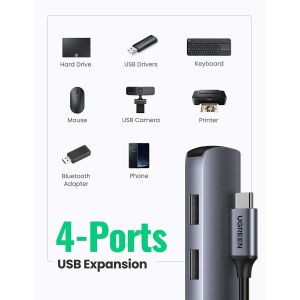 Buy cheap USB C Hub Adapter 4K 30Hz USB C to HD-MI Adapter 4 USB 3.0 Ports Type C Multiport Adapter High-speed Data Transfer from wholesalers