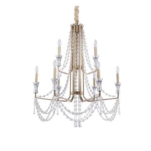 Wrought iron lighting two tier crystal chandelier (WH-CI-38)