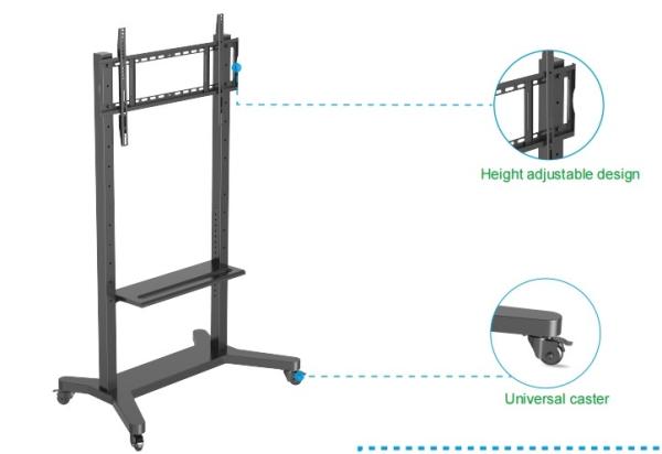 Buy cheap 55"- 86" Adjustable Mobile TV Stand With Wheels, Compatibility For 43"-100" Flat/Curved Screens Up To 220 Lbs Steel Frame, 5 Height Options, Rolling from wholesalers