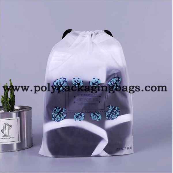 Quality Gravure Printing 100mic Frosted Plastic Drawstring Bags Customized Logo Promotional Polyester Drawstring Frosted Bag for sale