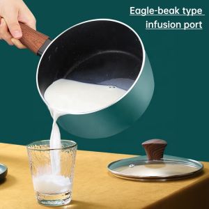 16 / 18 / 20cm Kitchen Sauce Pans Non Stick With Comfortable Wooden Handle