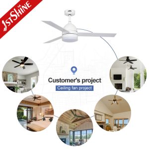 3 Plywood Dimming Modern LED Ceiling Fan 52 Inch Three Speeds