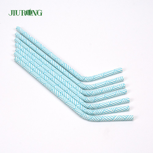 Quality Light Blue Disposable Biodegradable Paper Straw Bendable 150mm For Gifts Store for sale