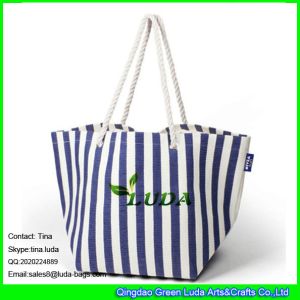 Buy cheap LUDA striped paper straw handbag custom branded straw bag tote bag from wholesalers