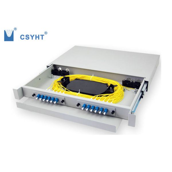 Drawer Type 12 Port Fiber Optic Patch Panel 19 Inch 1U Height With Splice