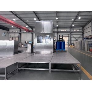 China 200L/IBC Fully Automatic Liquid Pallet  Filling Machine With FFU Filling Room Long Driven Conveyor on sale